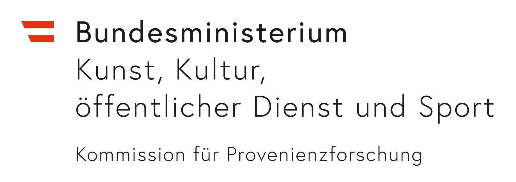 Logo Kommission für Provenienzforschung im Bundesministerium für Kunst, Kultur, öffentlicher Dienst und Sport
