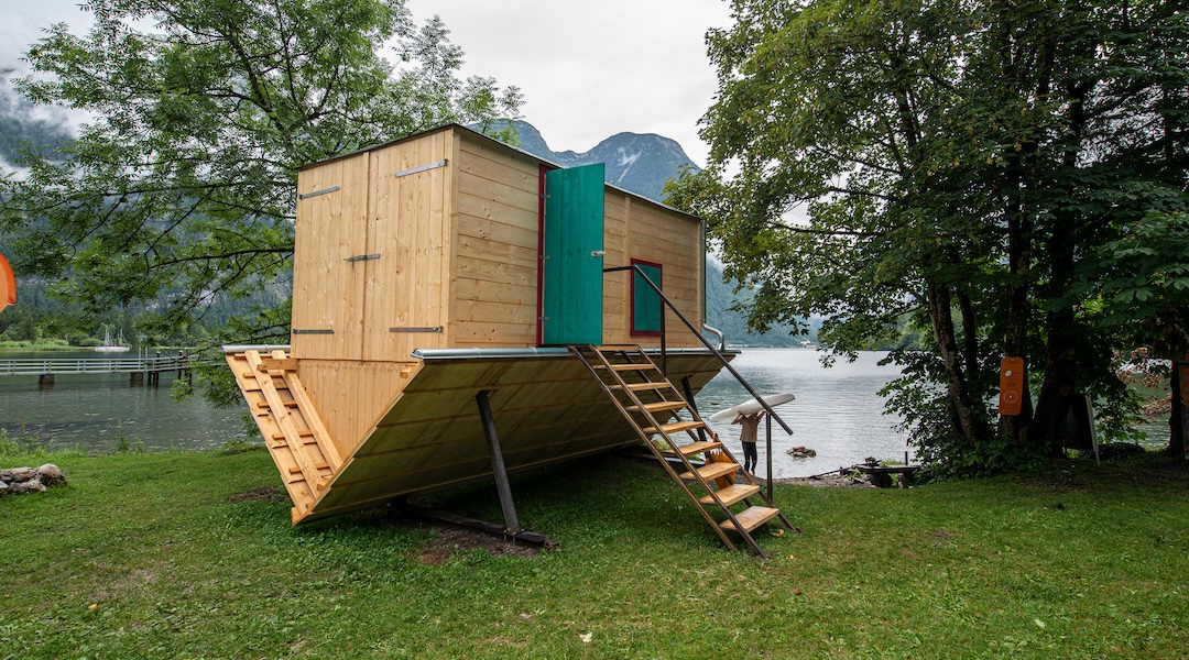 The Hallstätter See Pavillon (inverted) by Simon Starling